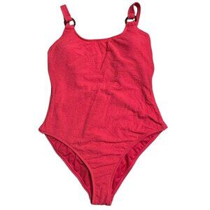 Shade & Shore Women's Pucker High Leg One Piece Swimsuit Square Neck Hot Pink M